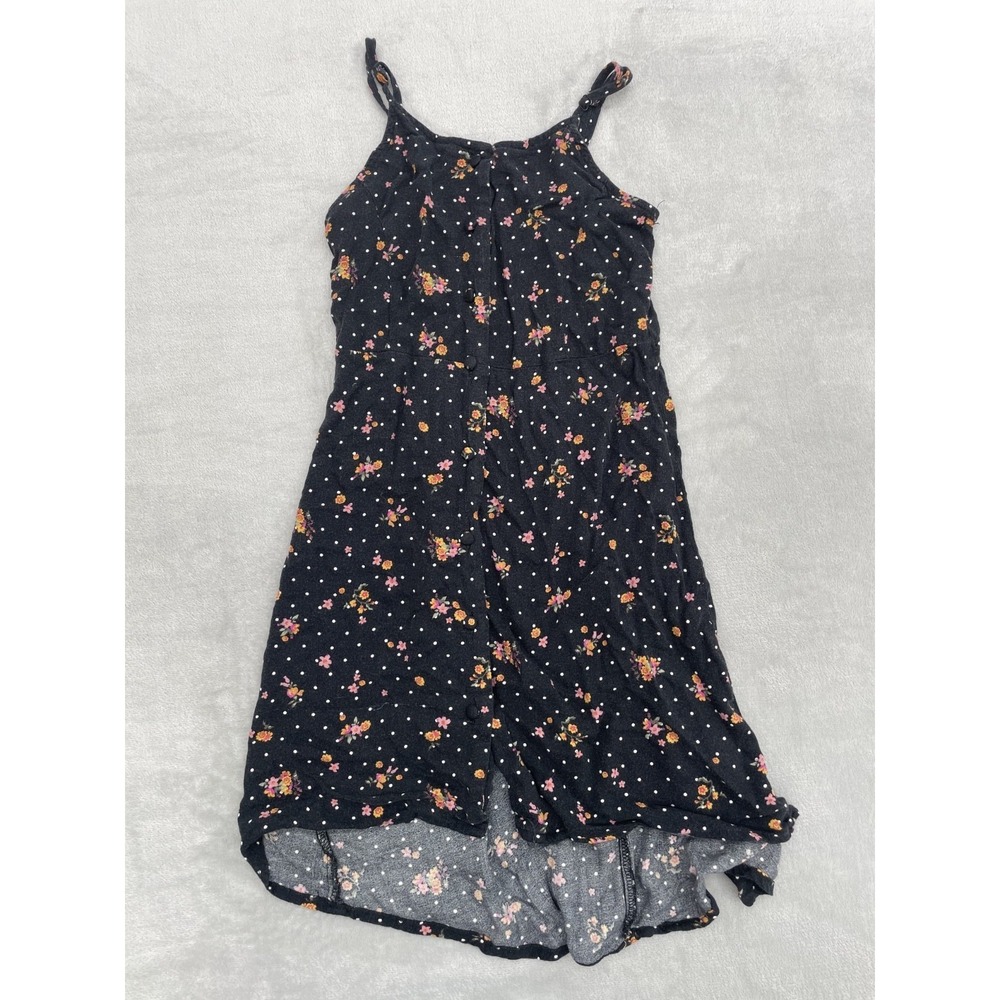 art class Dress Girls Size S (6/6X) Black Floral Polka Dot Sleeveless Casual